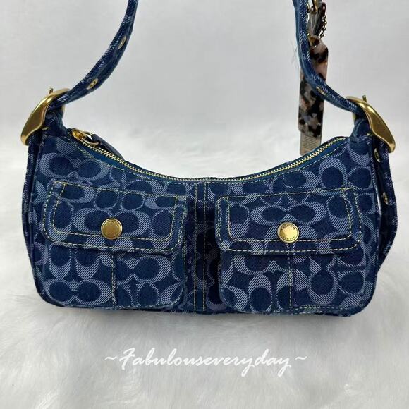 Coach Coachtopia Cargo Shoulder Bag In Signature Denim CCX90 Rainbow NWT - Picture 3 of 12